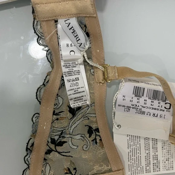 La Perla Altea Wired Lace Bralette 36C Nude NWT Embroidered Lingerie